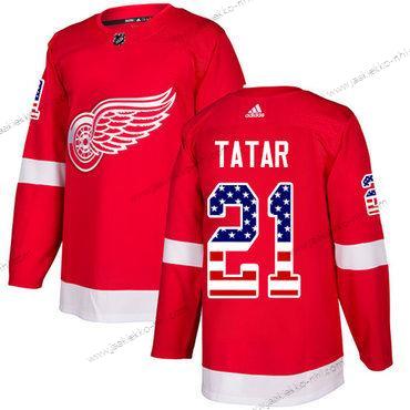 Adidas Miesten Detroit Red Wings #21 Tomas Tatar Punainen Kotiottelupaita Aito USA Flag Ommeltu NHL Paita