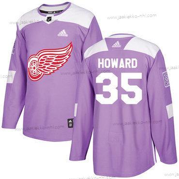 Adidas Miesten Detroit Red Wings #35 Jimmy Howard Violetti Aito Taistelee syöpää vastaan Ommeltu NHL Paita