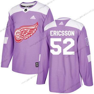 Adidas Miesten Detroit Red Wings #52 Jonathan Ericsson Violetti Aito Taistelee syöpää vastaan Ommeltu NHL Paita