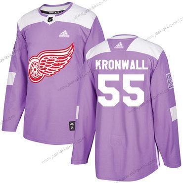 Adidas Miesten Detroit Red Wings #55 Niklas Kronwall Violetti Aito Taistelee syöpää vastaan Ommeltu NHL Paita