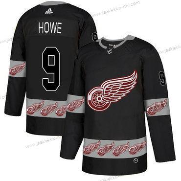 Adidas Miesten Detroit Red Wings #9 Gordie Howe Musta Maajoukkue Logos Paita