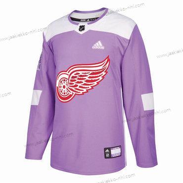 Adidas Miesten Detroit Red Wings Mukautettu Violetti Pinkki Jääkiekko Taistelee syöpää vastaan Harjoitus Paita