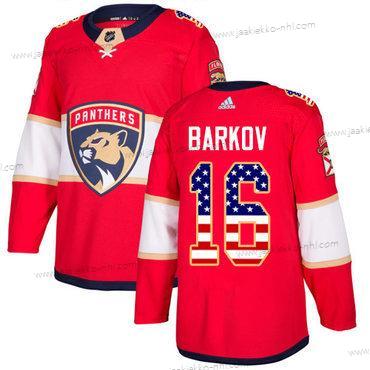 Adidas Miesten Florida Panthers #16 Aleksander Barkov Punainen Kotiottelupaita Aito USA Flag Ommeltu NHL Paita