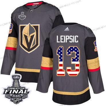 Adidas Miesten Kultaen Knights #13 Brendan Leipsic Harmaa Kotiottelupaita Aito USA Flag 2018 Stanley Cup Final Ommeltu NHL Paita