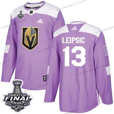 Adidas Miesten Kultaen Knights #13 Brendan Leipsic Violetti Aito Taistelee syöpää vastaan 2018 Stanley Cup Final Ommeltu NHL Paita