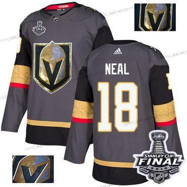 Adidas Miesten Kultaen Knights #18 James Neal Harmaa Kotiottelupaita Aito Kulta 2018 Stanley Cup Final Ommeltu NHL Paita