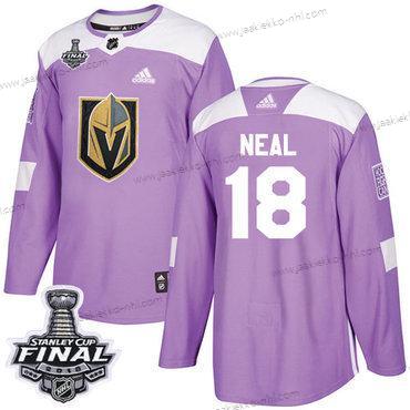 Adidas Miesten Kultaen Knights #18 James Neal Violetti Aito Taistelee syöpää vastaan 2018 Stanley Cup Final Ommeltu NHL Paita