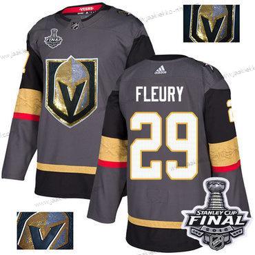 Adidas Miesten Kultaen Knights #29 Marc-Andre Fleury Harmaa Kotiottelupaita Aito Kulta 2018 Stanley Cup Final Ommeltu NHL Paita