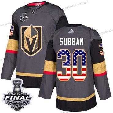 Adidas Miesten Kultaen Knights #30 Malcolm Subban Harmaa Kotiottelupaita Aito USA Flag 2018 Stanley Cup Final Ommeltu NHL Paita