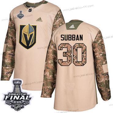 Adidas Miesten Kultaen Knights #30 Malcolm Subban Maastokuvio Aito 2017 Veterans Day 2018 Stanley Cup Final Ommeltu NHL Paita