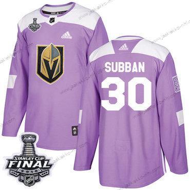 Adidas Miesten Kultaen Knights #30 Malcolm Subban Violetti Aito Taistelee syöpää vastaan 2018 Stanley Cup Final Ommeltu NHL Paita