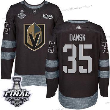 Adidas Miesten Kultaen Knights #35 Oscar Dansk Musta 1917-2017 100th Vuosipäivä 2018 Stanley Cup Final Ommeltu NHL Paita