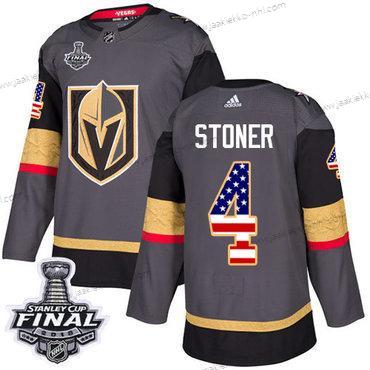 Adidas Miesten Kultaen Knights #4 Clayton Stoner Harmaa Kotiottelupaita Aito USA Flag 2018 Stanley Cup Final Ommeltu NHL Paita