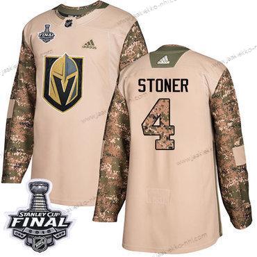 Adidas Miesten Kultaen Knights #4 Clayton Stoner Maastokuvio Aito 2017 Veterans Day 2018 Stanley Cup Final Ommeltu NHL Paita