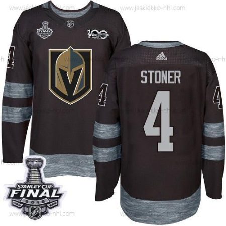 Adidas Miesten Kultaen Knights #4 Clayton Stoner Musta 1917-2017 100th Vuosipäivä 2018 Stanley Cup Final Ommeltu NHL Paita