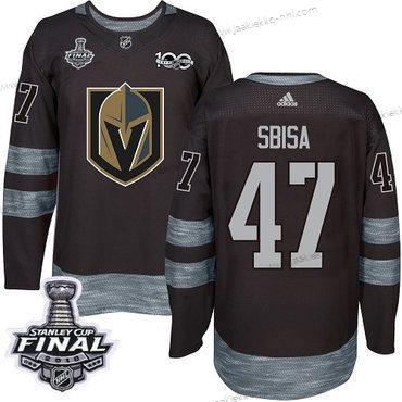 Adidas Miesten Kultaen Knights #47 Luca Sbisa Musta 1917-2017 100th Vuosipäivä 2018 Stanley Cup Final Ommeltu NHL Paita