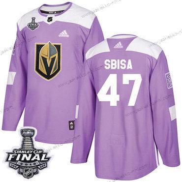 Adidas Miesten Kultaen Knights #47 Luca Sbisa Violetti Aito Taistelee syöpää vastaan 2018 Stanley Cup Final Ommeltu NHL Paita