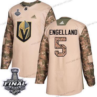 Adidas Miesten Kultaen Knights #5 Deryk Engelland Maastokuvio Aito 2017 Veterans Day 2018 Stanley Cup Final Ommeltu NHL Paita