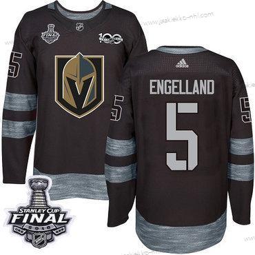 Adidas Miesten Kultaen Knights #5 Deryk Engelland Musta 1917-2017 100th Vuosipäivä 2018 Stanley Cup Final Ommeltu NHL Paita