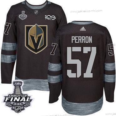 Adidas Miesten Kultaen Knights #57 David Perron Musta 1917-2017 100th Vuosipäivä 2018 Stanley Cup Final Ommeltu NHL Paita