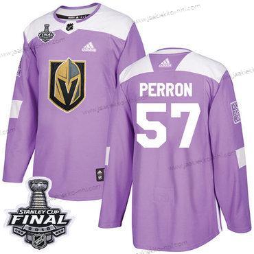 Adidas Miesten Kultaen Knights #57 David Perron Violetti Aito Taistelee syöpää vastaan 2018 Stanley Cup Final Ommeltu NHL Paita