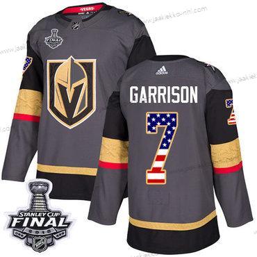 Adidas Miesten Kultaen Knights #7 Jason Garrison Harmaa Kotiottelupaita Aito USA Flag 2018 Stanley Cup Final Ommeltu NHL Paita