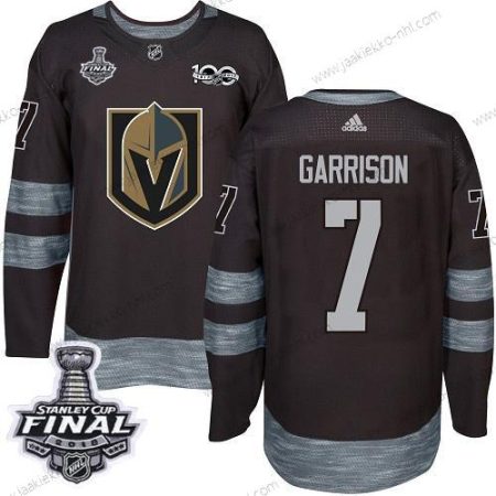 Adidas Miesten Kultaen Knights #7 Jason Garrison Musta 1917-2017 100th Vuosipäivä 2018 Stanley Cup Final Ommeltu NHL Paita