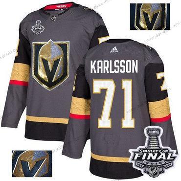 Adidas Miesten Kultaen Knights #71 William Karlsson Harmaa Kotiottelupaita Aito Kulta 2018 Stanley Cup Final Ommeltu NHL Paita