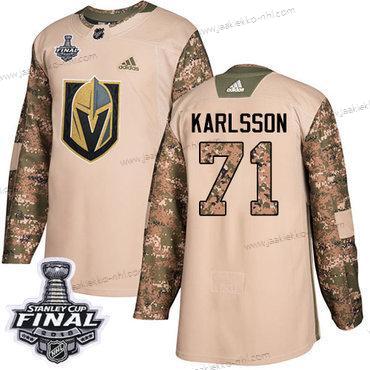 Adidas Miesten Kultaen Knights #71 William Karlsson Maastokuvio Aito 2017 Veterans Day 2018 Stanley Cup Final Ommeltu NHL Paita