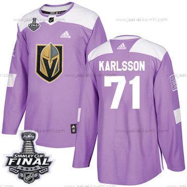 Adidas Miesten Kultaen Knights #71 William Karlsson Violetti Aito Taistelee syöpää vastaan 2018 Stanley Cup Final Ommeltu NHL Paita