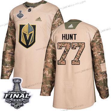 Adidas Miesten Kultaen Knights #77 Brad Hunt Maastokuvio Aito 2017 Veterans Day 2018 Stanley Cup Final Ommeltu NHL Paita