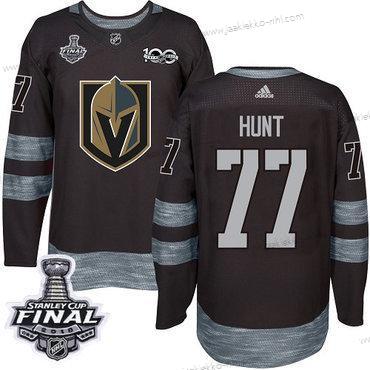 Adidas Miesten Kultaen Knights #77 Brad Hunt Musta 1917-2017 100th Vuosipäivä 2018 Stanley Cup Final Ommeltu NHL Paita