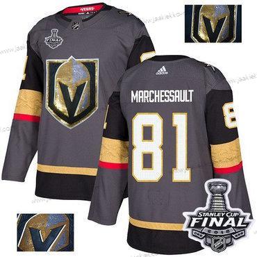 Adidas Miesten Kultaen Knights #81 Jonathan Marchessault Harmaa Kotiottelupaita Aito Kulta 2018 Stanley Cup Final Ommeltu NHL Paita