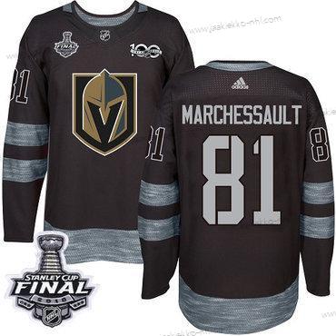 Adidas Miesten Kultaen Knights #81 Jonathan Marchessault Musta 1917-2017 100th Vuosipäivä 2018 Stanley Cup Final Ommeltu NHL Paita