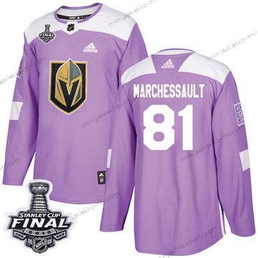 Adidas Miesten Kultaen Knights #81 Jonathan Marchessault Violetti Aito Taistelee syöpää vastaan 2018 Stanley Cup Final Ommeltu NHL Paita