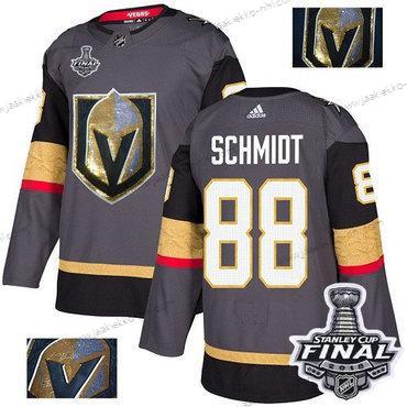 Adidas Miesten Kultaen Knights #88 Nate Schmidt Harmaa Kotiottelupaita Aito Kulta 2018 Stanley Cup Final Ommeltu NHL Paita