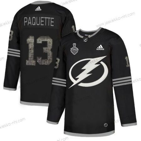 Adidas Miesten Lightning #13 Cedric Paquette Musta Aito Klassinen 2020 Stanley Cup Final Ommeltu NHL Paita