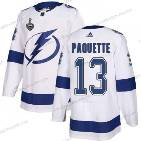 Adidas Miesten Lightning #13 Cedric Paquette Valkoinen Road Aito 2020 Stanley Cup Final Ommeltu NHL Paita