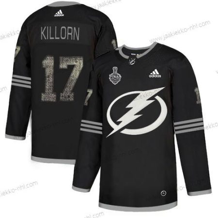 Adidas Miesten Lightning #17 Alex Killorn Musta Aito Klassinen 2020 Stanley Cup Final Ommeltu NHL Paita