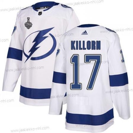 Adidas Miesten Lightning #17 Alex Killorn Valkoinen Road Aito 2020 Stanley Cup Final Ommeltu NHL Paita