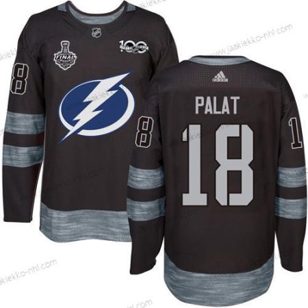 Adidas Miesten Lightning #18 Ondrej Palat Musta 1917-2017 100th Vuosipäivä 2020 Stanley Cup Final Ommeltu NHL Paita