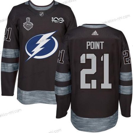 Adidas Miesten Lightning #21 Brayden Point Musta 1917-2017 100th Vuosipäivä 2020 Stanley Cup Final Ommeltu NHL Paita