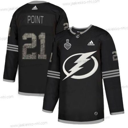 Adidas Miesten Lightning #21 Brayden Point Musta Aito Klassinen 2020 Stanley Cup Final Ommeltu NHL Paita