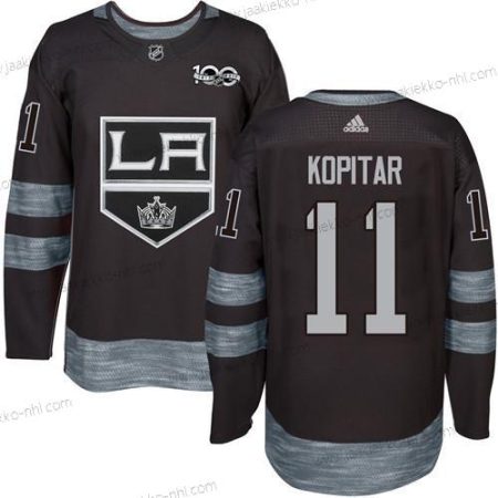 Adidas Miesten Los Angeles Kings #11 Anze Kopitar Musta 1917-2017 100th Vuosipäivä Ommeltu NHL Paita