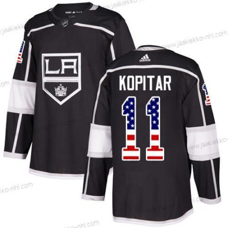 Adidas Miesten Los Angeles Kings #11 Anze Kopitar Musta Kotiottelupaita Aito USA Flag Ommeltu NHL Paita