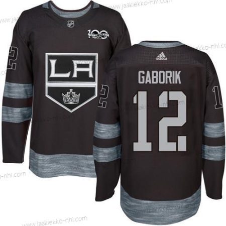 Adidas Miesten Los Angeles Kings #12 Marian Gaborik Musta 1917-2017 100th Vuosipäivä Ommeltu NHL Paita