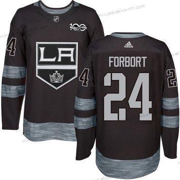 Adidas Miesten Los Angeles Kings #24 Derek Forbort Musta 1917-2017 100th Vuosipäivä Ommeltu NHL Paita