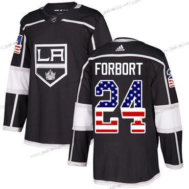 Adidas Miesten Los Angeles Kings #24 Derek Forbort Musta Kotiottelupaita Aito USA Flag Ommeltu NHL Paita