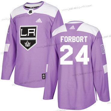 Adidas Miesten Los Angeles Kings #24 Derek Forbort Violetti Aito Taistelee syöpää vastaan Ommeltu NHL Paita