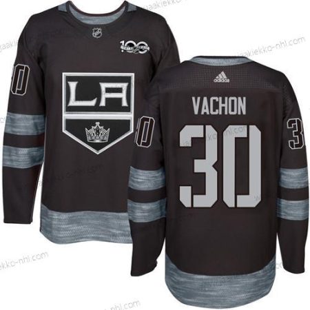 Adidas Miesten Los Angeles Kings #30 Rogie Vachon Musta 1917-2017 100th Vuosipäivä Ommeltu NHL Paita